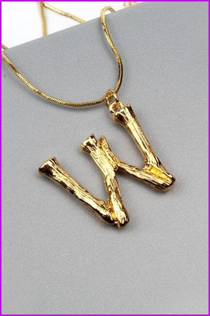 Metal Bamboo 26 Letter Necklace - Furdela