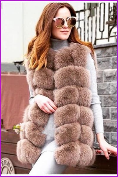 Mid-Long Fox Fur Gilet 70CM - Furdela