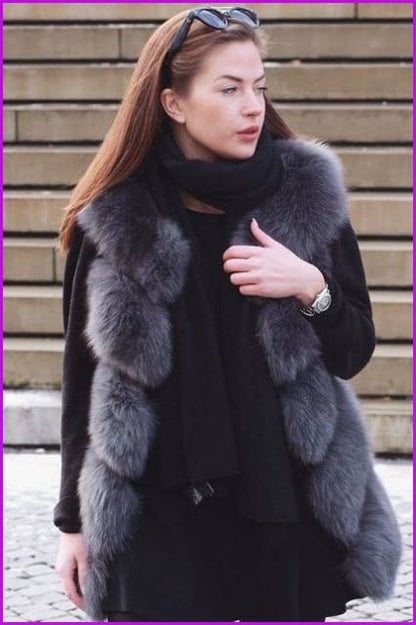 Mid-Long Fox Fur Gilet 70CM - Furdela