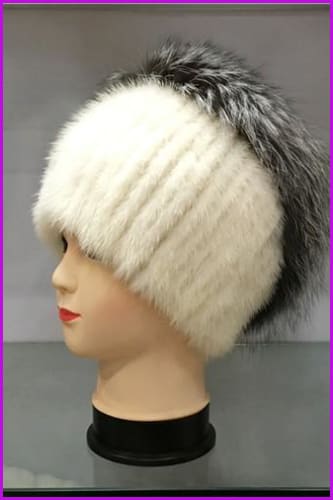 Mink and Fox Fur Pompoms Removed Cap - Furdela