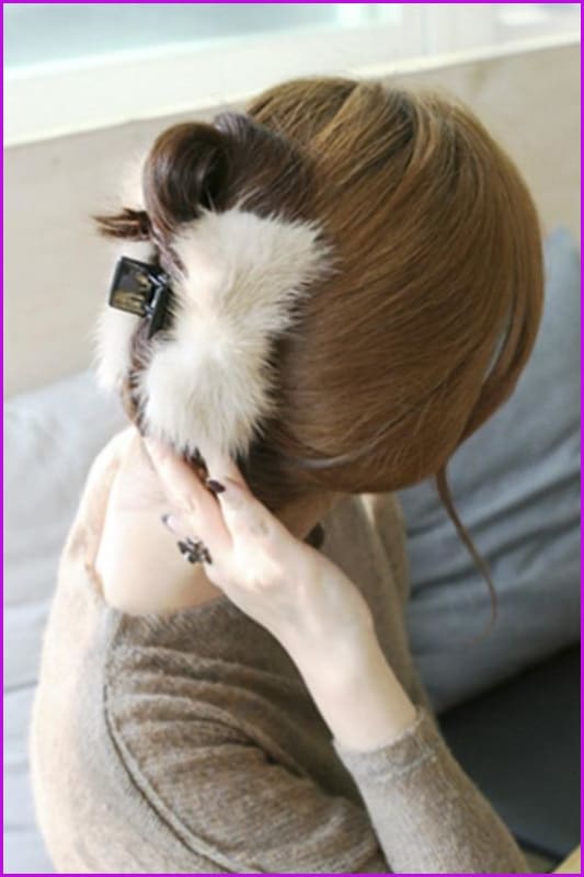 Mink Fur Hair Hairpin DF077 - Furdela Wholesale