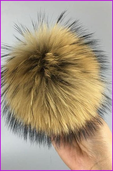 Mixcolored Raccoon Fur PomPom Fur Balls 13 CM DO1180 - Furdela