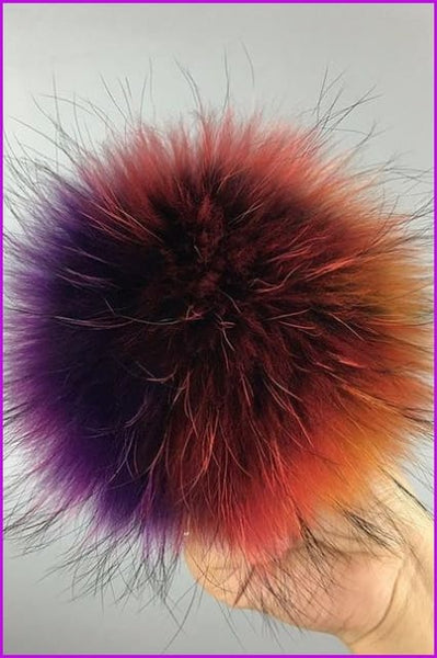 Mixcolored Raccoon Fur PomPom Fur Balls 13 CM DO1180 - Furdela