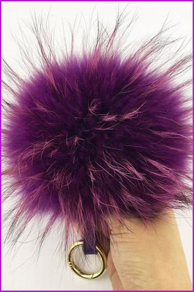 Mixcolored Raccoon Fur PomPom Fur Balls 13 CM DO1180 - Furdela