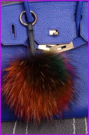 Mixcolored Raccoon Fur PomPom Fur Balls 13 CM DO1180 - Furdela
