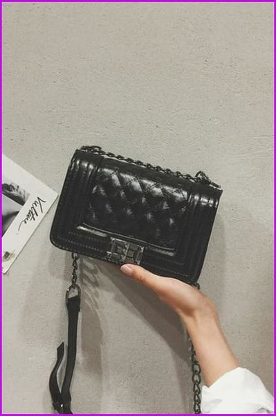 Mixed Color Chain PU Cross Body Bag - Furdela