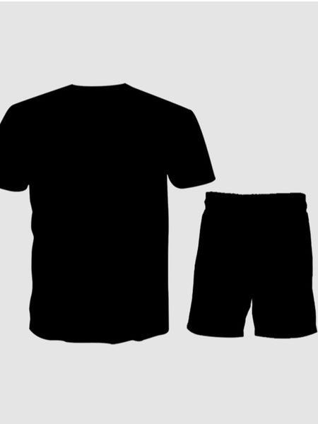 Men Beer Letter Print Drawstring Shorts Set AR70119