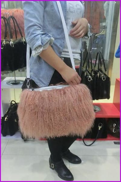 Mongolian Lamb Fur Handbag DF070 - Furdela