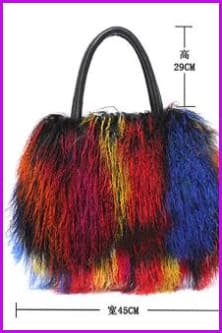 Mongolian sheep fur lady's bag F2593 - Furdela Wholesale