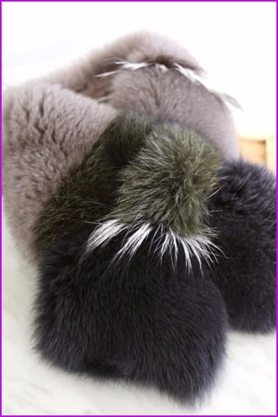 Multi Color Fox Fur Fluffy Scarf DO1348 - Furdela