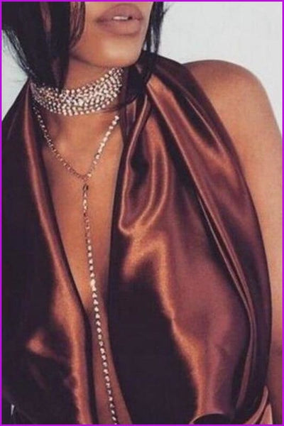 Multi Row Rhinestone Crystal Party Necklace Choker F403 - Furdela