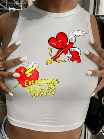 Cartoon Letter Print Camisole AR5042