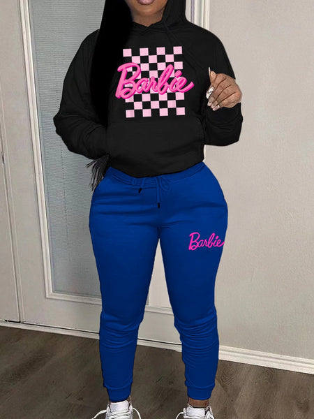 Teddy Bear Letter Print Kangaroo Pocket Tracksuit Set BO2116