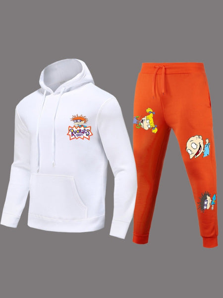 Plus Size Cartoon Letter Print Drawstring Sweatpants AT9018