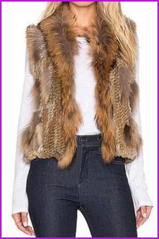 Natural Rabbit Fur Knitted Gilet 53CM - Furdela