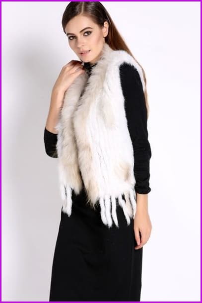 Natural Real Rabbit Fur knitted Gilet DO549 - Furdela