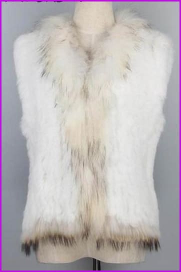 Natural Short Knitted Rabbit Fur Gilet DO1054 - Furdela