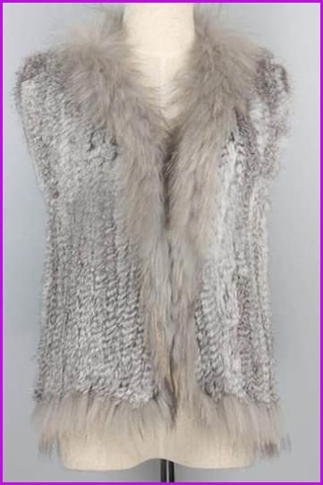 Natural Short Knitted Rabbit Fur Gilet DO1054 - Furdela