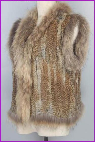 Natural Short Knitted Rabbit Fur Gilet DO1054 - Furdela