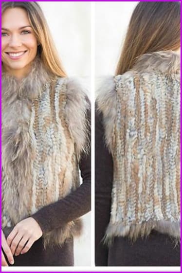 Natural Short Knitted Rabbit Fur Gilet DO1054 - Furdela