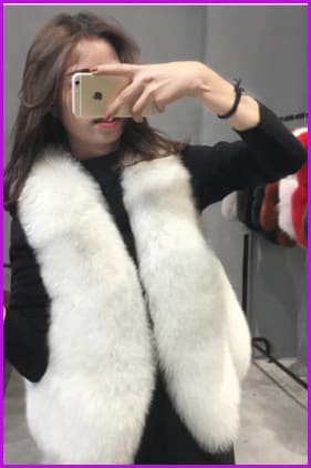 Natural White Fox Fur Gilet 46CM DO1543 - Furdela