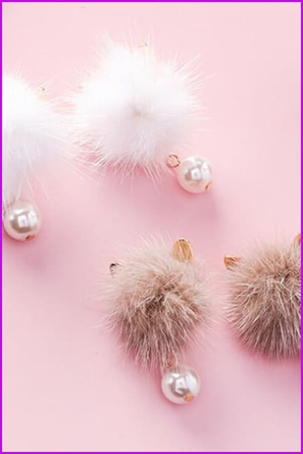 Neko Mink Fur Earring DF026 - Furdela Wholesale