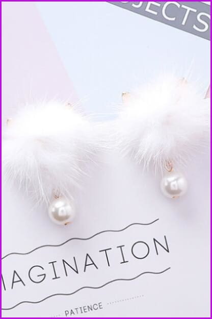 Neko Mink Fur Earring DF026 - Furdela Wholesale