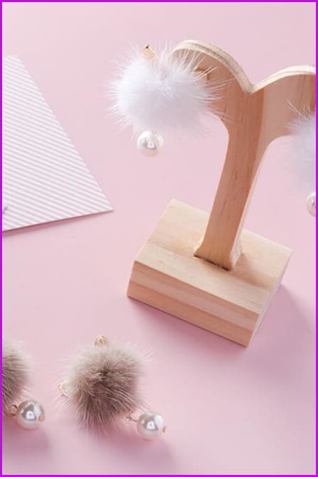 Neko Mink Fur Earring DF026 - Furdela Wholesale