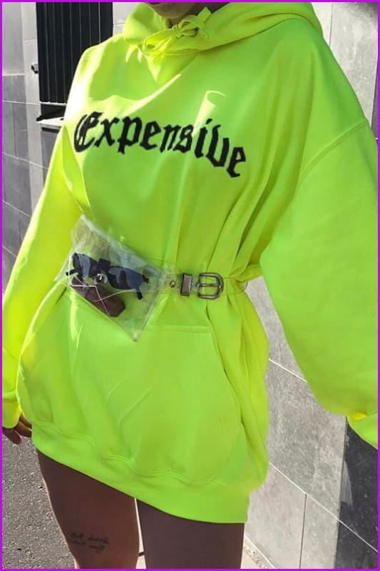 Neon Green Fashion Hoodie F291 - Furdela