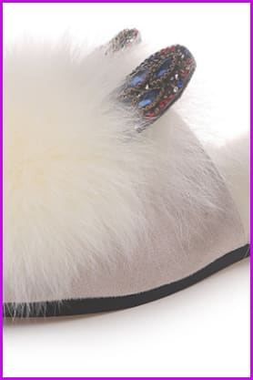 New Arrival Fox Fur And Rabbit Fur Slides DF043 - Furdela