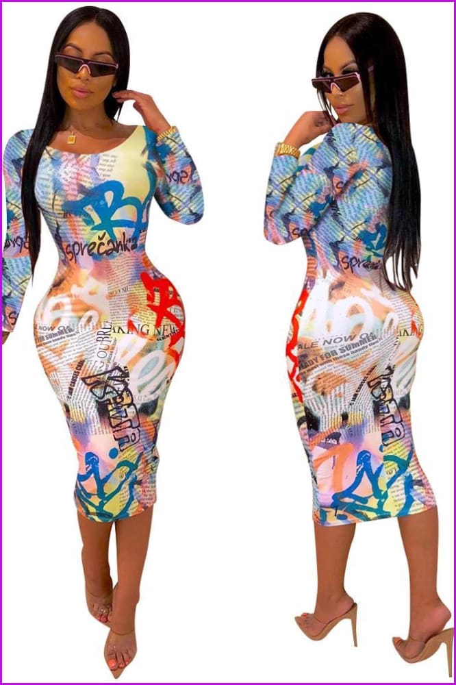 Newspaper print Letter Dress F301 - Furdela