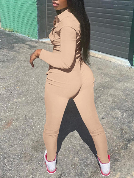 Zipper Pocket Design Skinny Jumpsuit AR8036