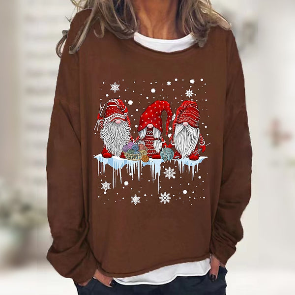 Women's Sweatshirt Pullover Active Streetwear Green Black Blue Graphic Snowflake Gnome Loose Fit Christmas Round Neck Long Sleeve S M L XL XXL 3XL PC119