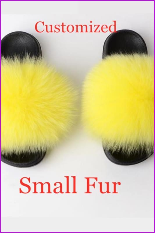Normal Fluffy-Customized Color Fox Fur Sliders DF003 - Furdela