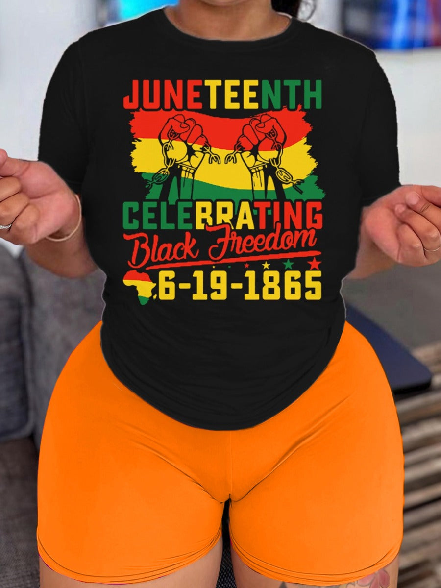 Africa Star Letter Print Shorts Set AR5039