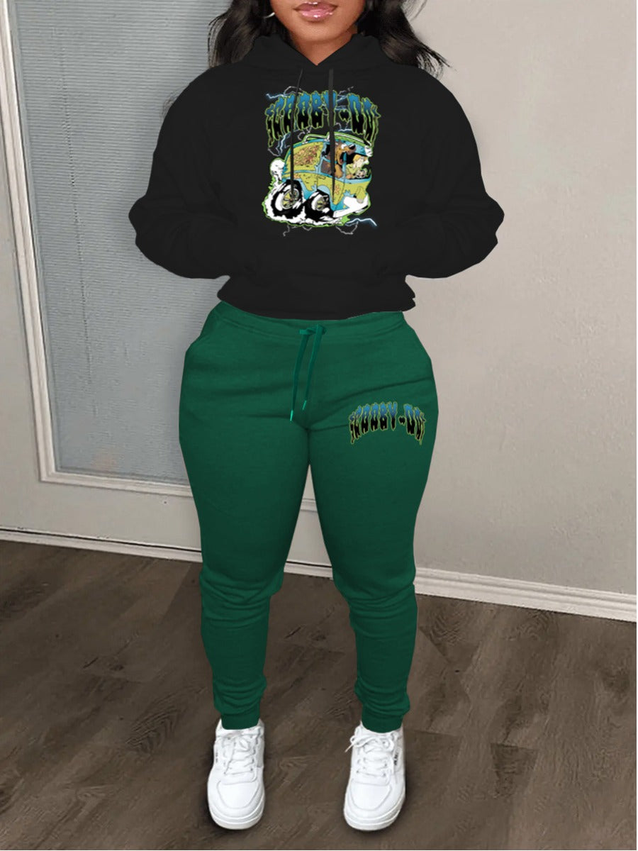 Racing Car Letter Print Kangaroo Pocket Tracksuit Set AR70100