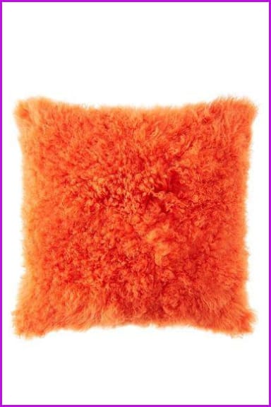 Orange Mongolian Lamb Fur Pillow Covers DO777 - Furdela Wholesale