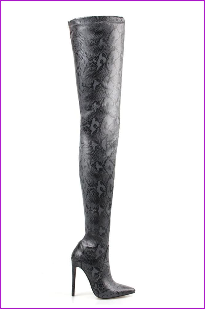 Orange/Wine/Light Grey/Dark Grey Thigh High Long Boots F294 - Furdela