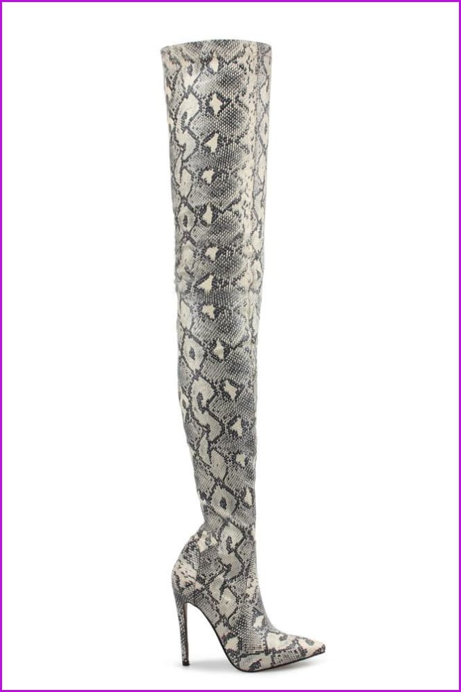 Orange/Wine/Light Grey/Dark Grey Thigh High Long Boots F294 - Furdela