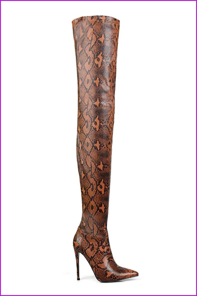Orange/Wine/Light Grey/Dark Grey Thigh High Long Boots F294 - Furdela
