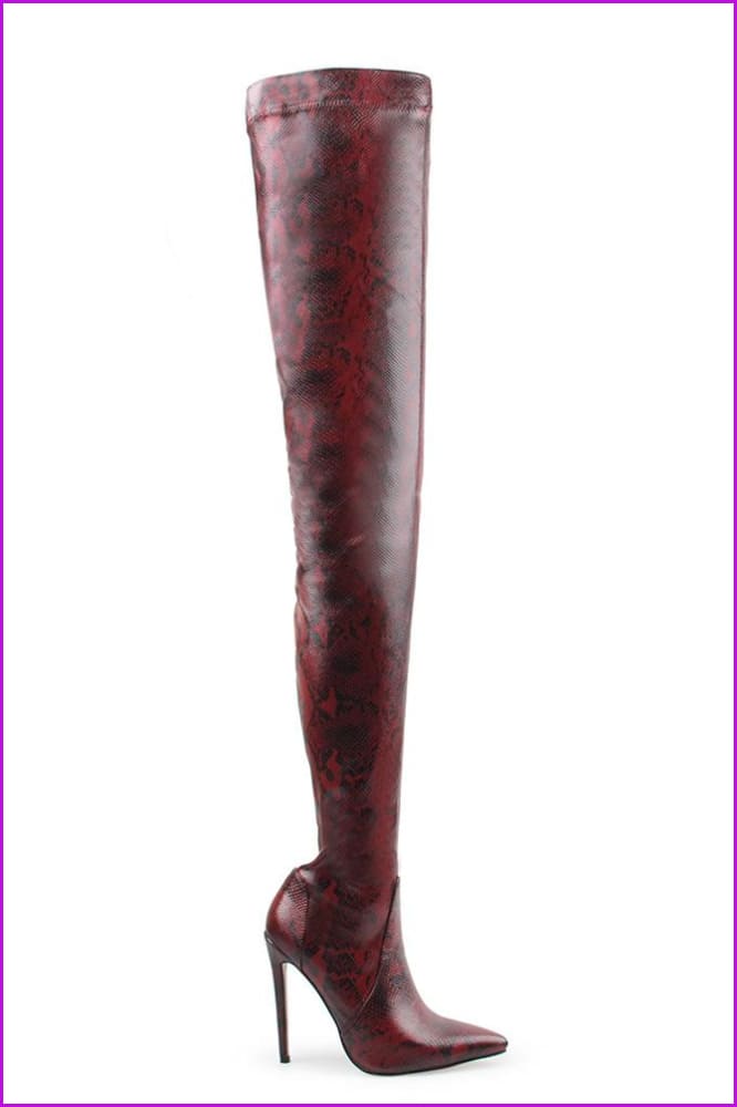 Orange/Wine/Light Grey/Dark Grey Thigh High Long Boots F294 - Furdela