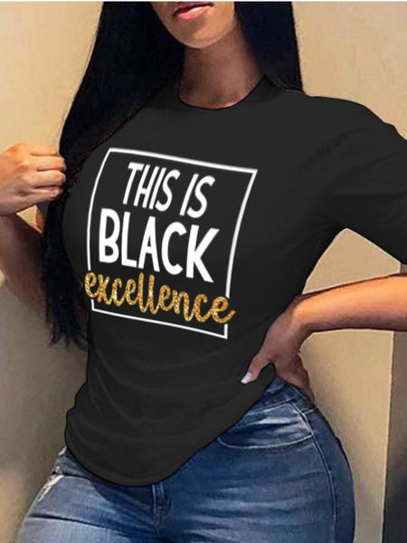 Round Neck Letter Print T-shirt AR50140