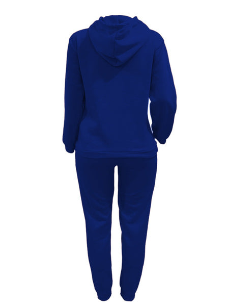 Plus Size Letter Print Kangaroo Pocket Tracksuit Set AT9055