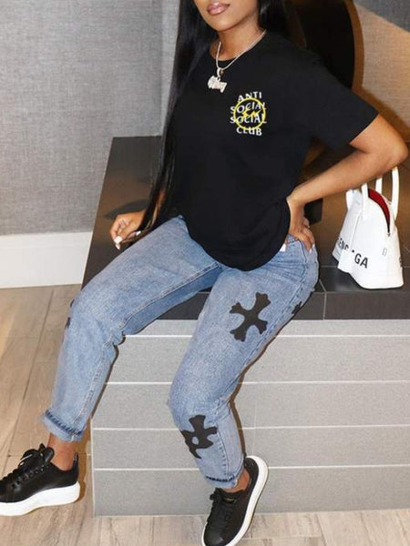 Anti Social Social Club Letter Print T-shirt AR5013