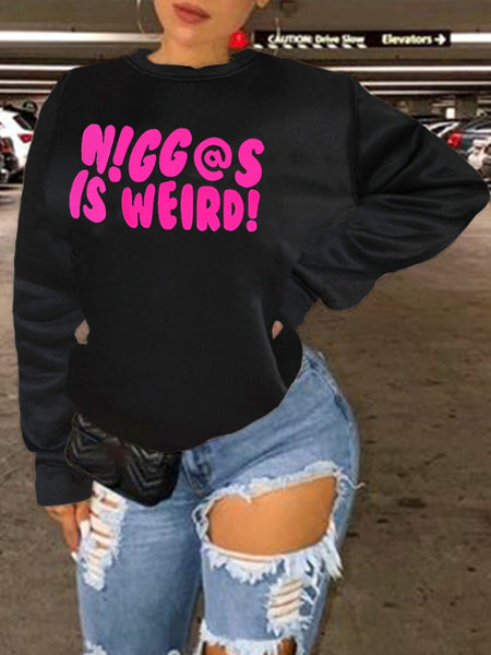 Plus Size Dropped Shoulder Letter Print Sweatshirt AR3078