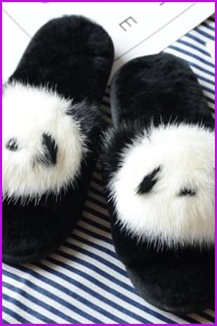 Panda/Flower/Smile Sheep Fur Slippers DF002 - Furdela