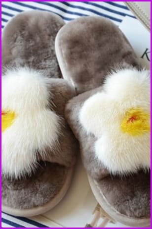 Panda/Flower/Smile Sheep Fur Slippers DF002 - Furdela