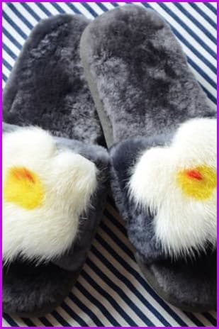 Panda/Flower/Smile Sheep Fur Slippers DF002 - Furdela