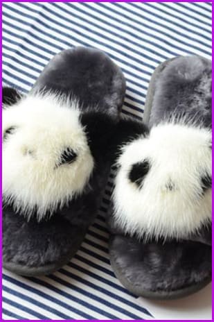 Panda/Flower/Smile Sheep Fur Slippers DF002 - Furdela