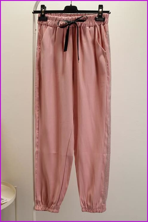Pink Bling Bling Loose Pants F118 - Furdela